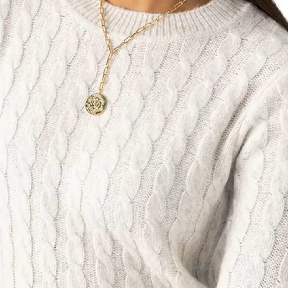 New Sanctuary Cable Knit Sweater Dress in Cream